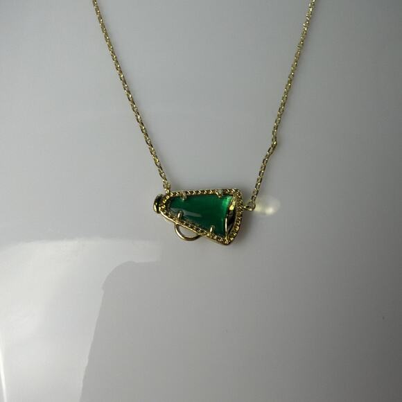 Kendra Scott Cheer Gold Short Pendant Necklace Emerald Illusion NWT Dust Pouch - Picture 4 of 7